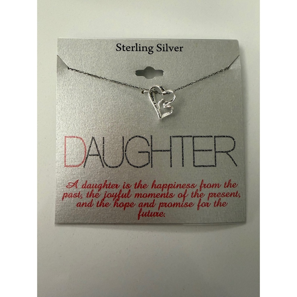 Kohls Sterling Silver Daughter Double Heart Pendant Necklace A Gift of Love 925